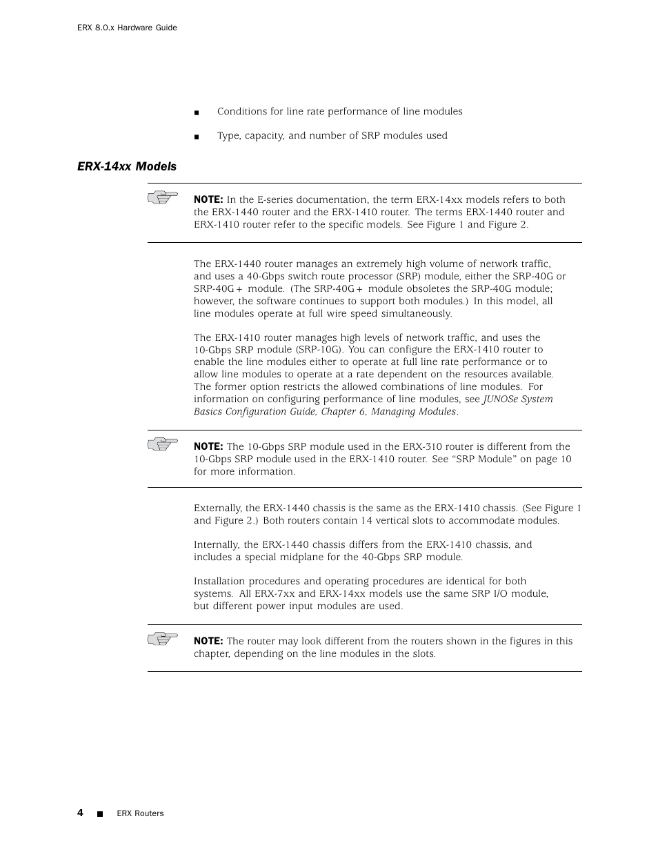 Erx-14xx models | Juniper Networks ERX Hardware 8 User Manual | Page 22 / 183