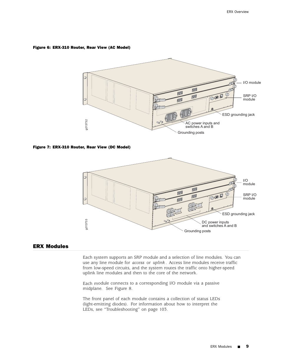 Erx modules | Juniper Networks ERX Hardware 8 User Manual | Page 27 / 183
