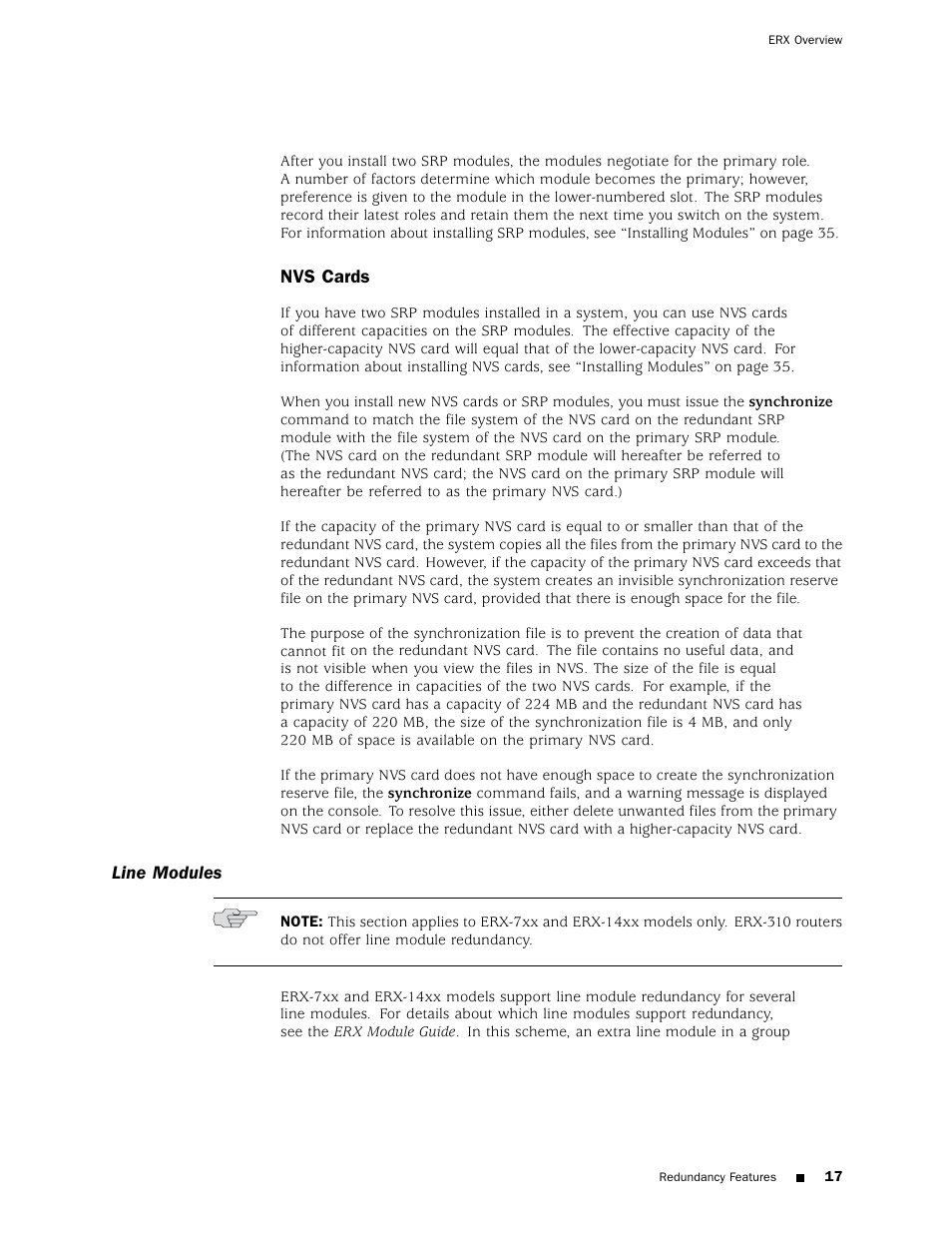 Line modules | Juniper Networks ERX Hardware 8 User Manual | Page 35 / 183