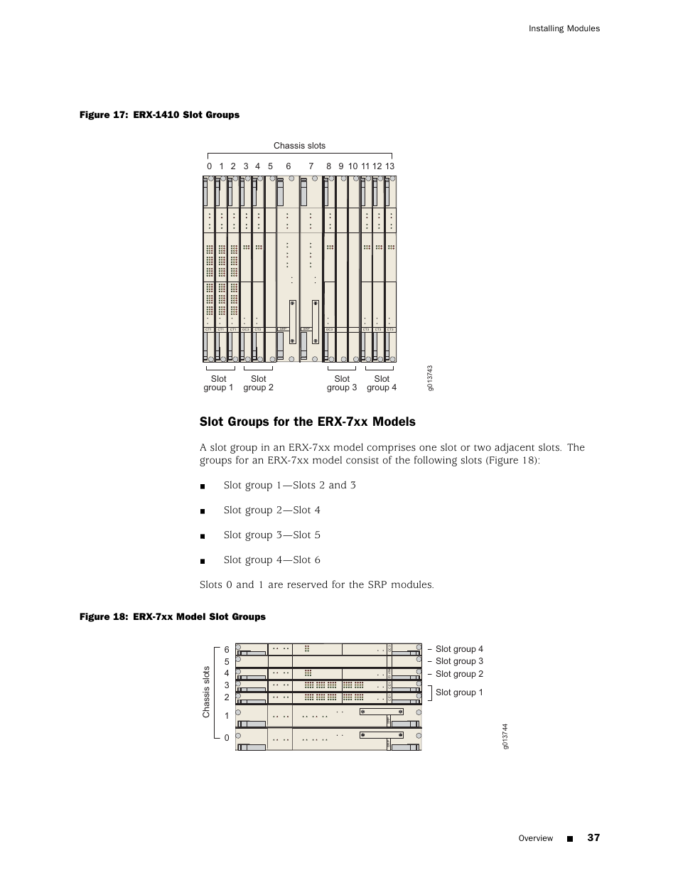 Slot groups for the erx-7xx models | Juniper Networks ERX Hardware 8 User Manual | Page 55 / 183