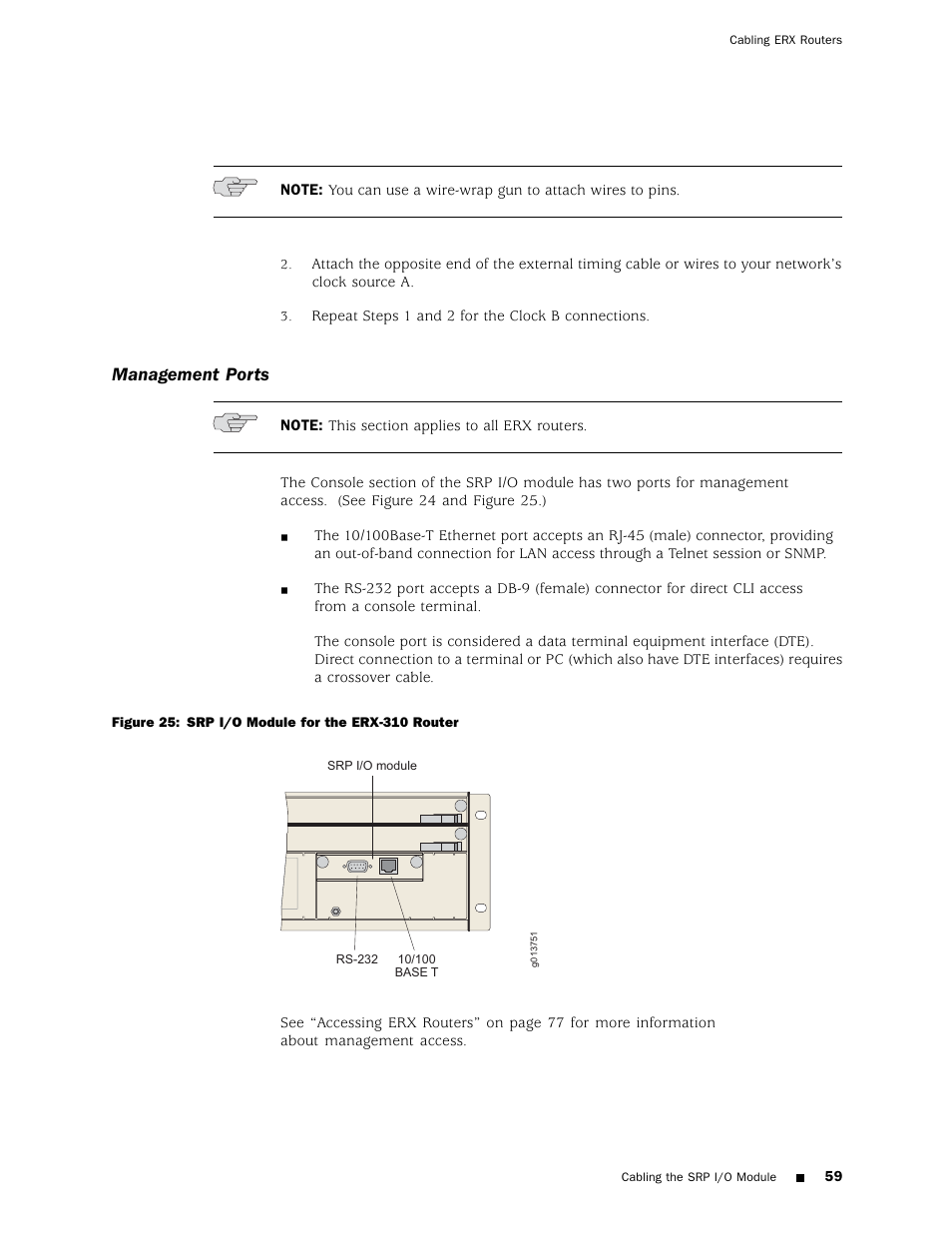 Management ports | Juniper Networks ERX Hardware 8 User Manual | Page 77 / 183