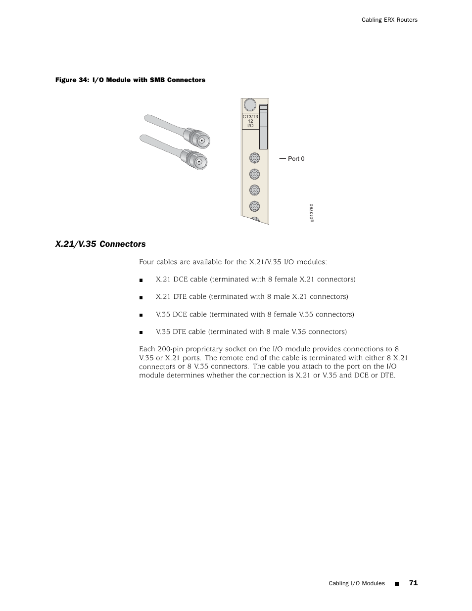 X.21/v.35 connectors | Juniper Networks ERX Hardware 8 User Manual | Page 89 / 183