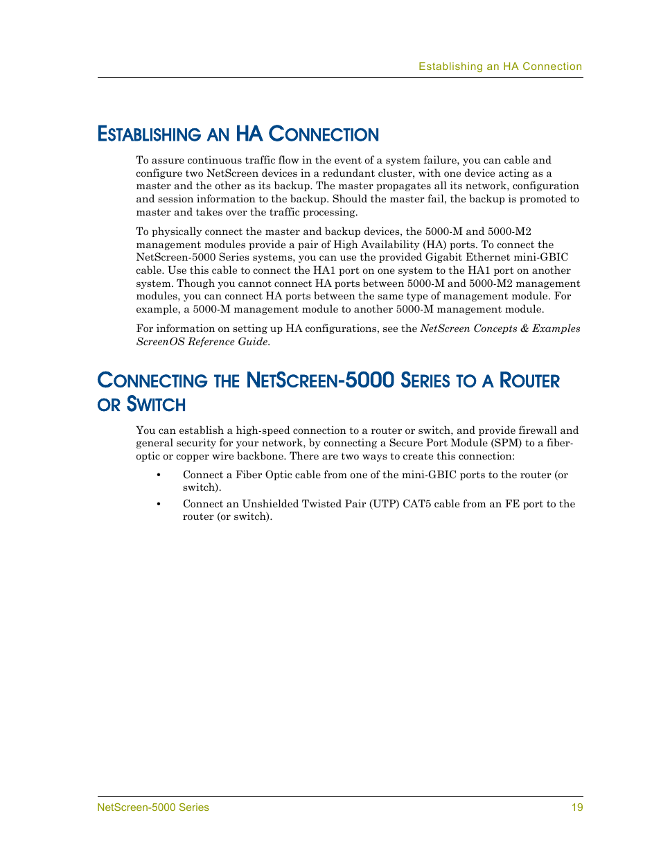 Establishing an ha connection, Ha c, 5000 s | Juniper Networks 5000 User Manual | Page 27 / 66