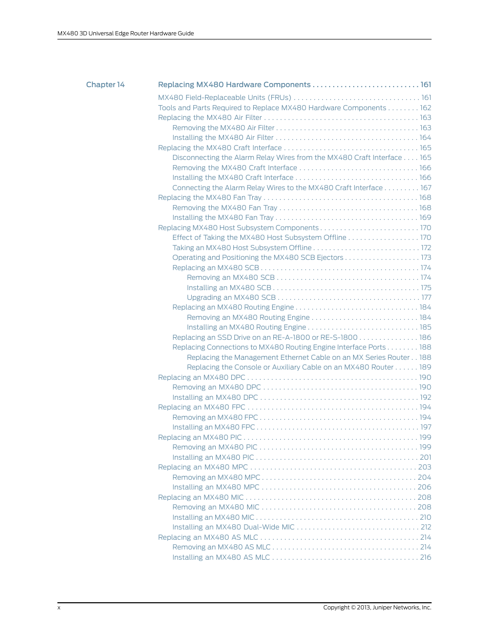 Juniper Networks MX480 User Manual | Page 10 / 366