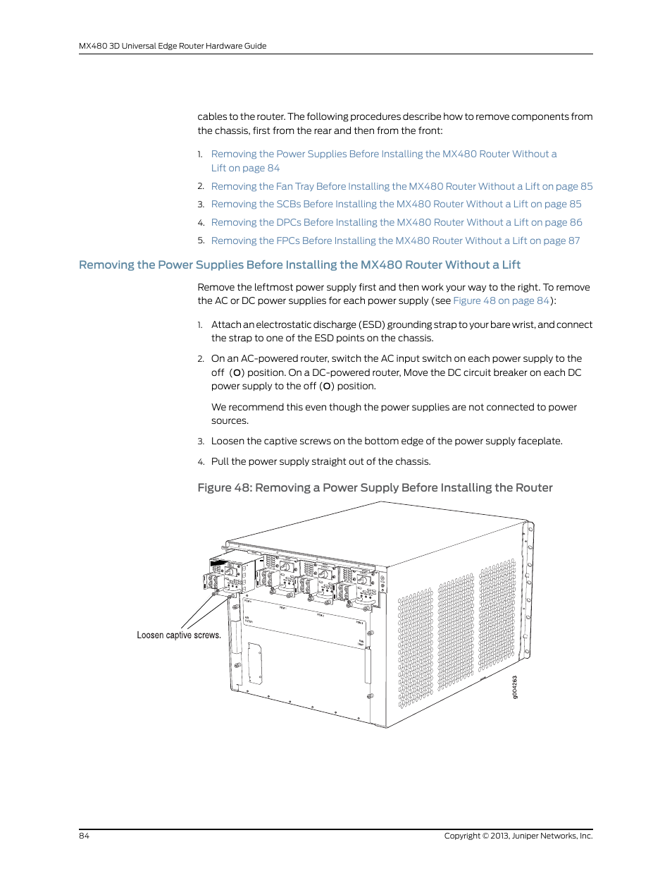 A lift | Juniper Networks MX480 User Manual | Page 108 / 366