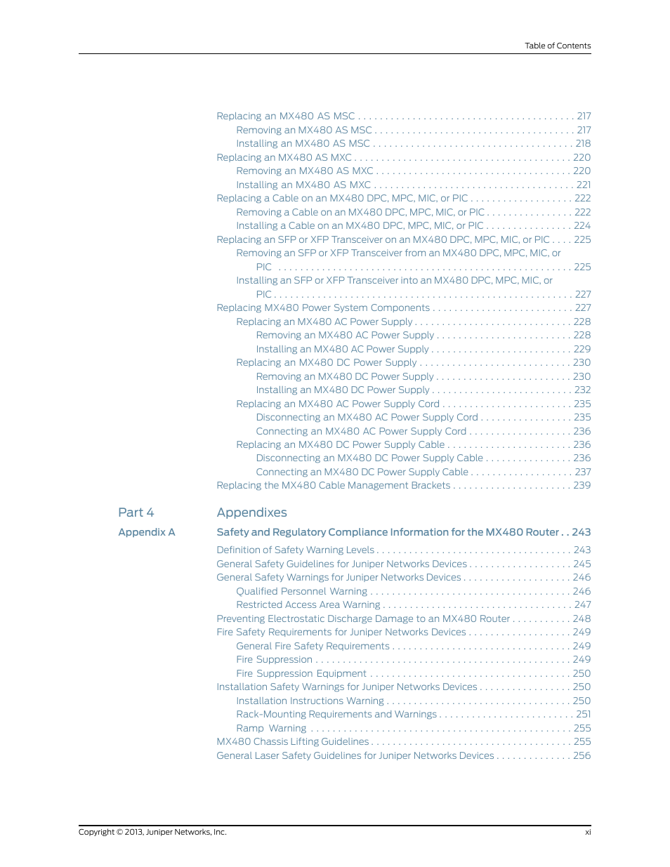 Part 4 appendixes | Juniper Networks MX480 User Manual | Page 11 / 366