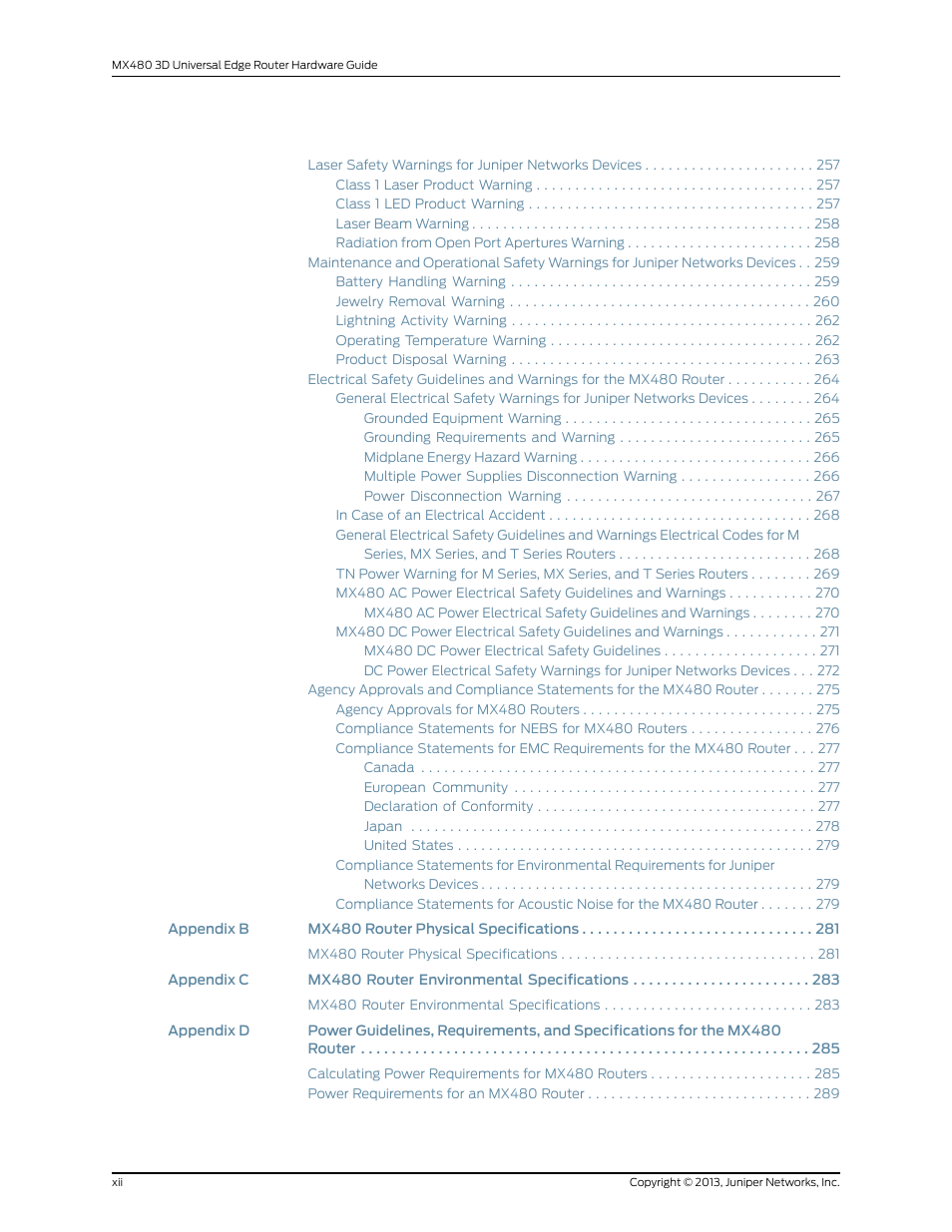 Juniper Networks MX480 User Manual | Page 12 / 366