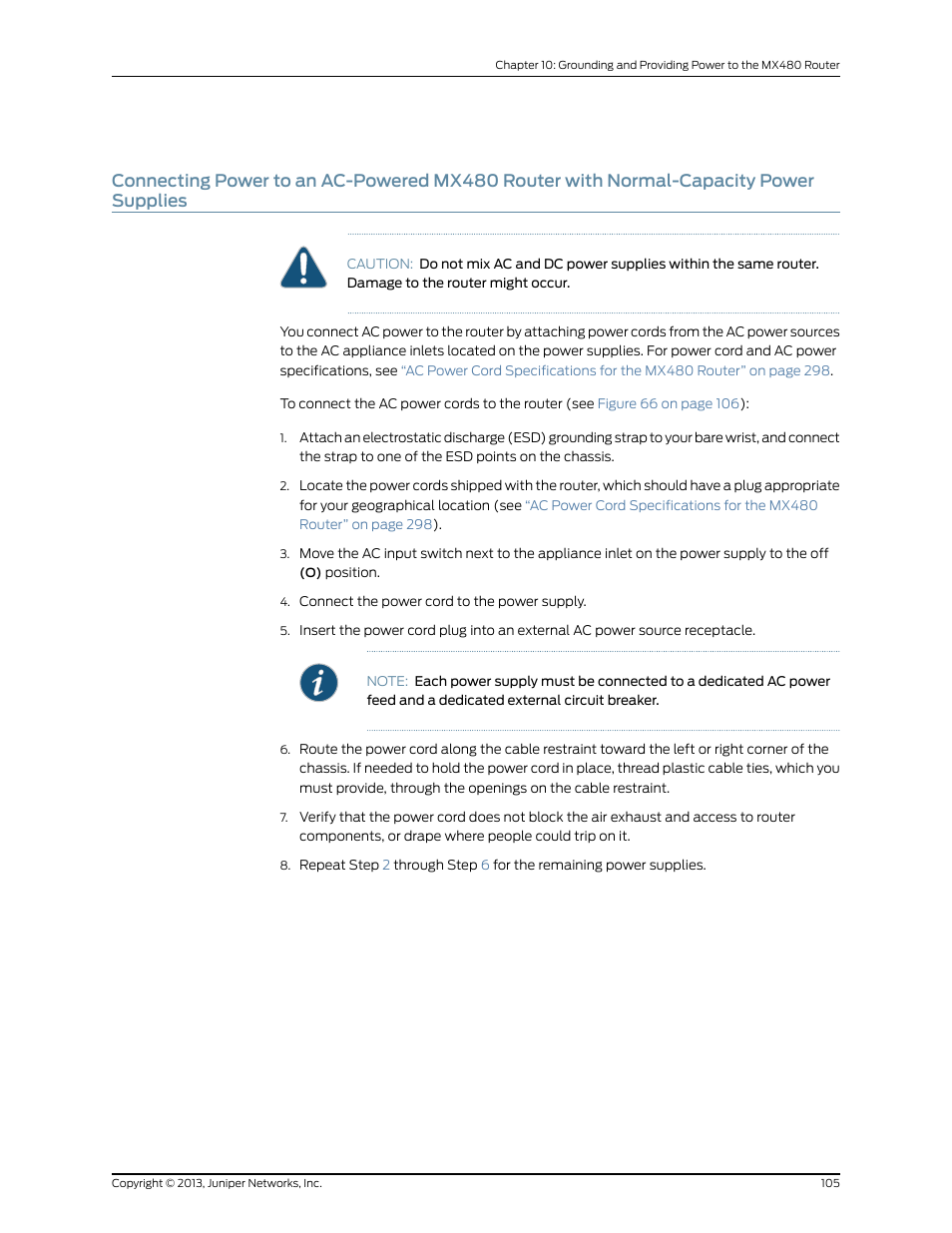 Power supplies | Juniper Networks MX480 User Manual | Page 129 / 366