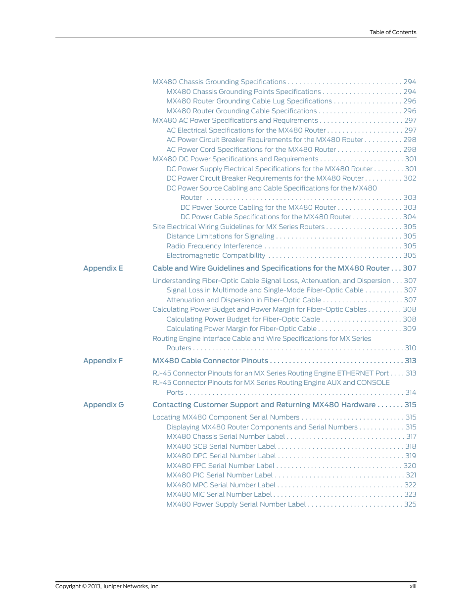 Juniper Networks MX480 User Manual | Page 13 / 366