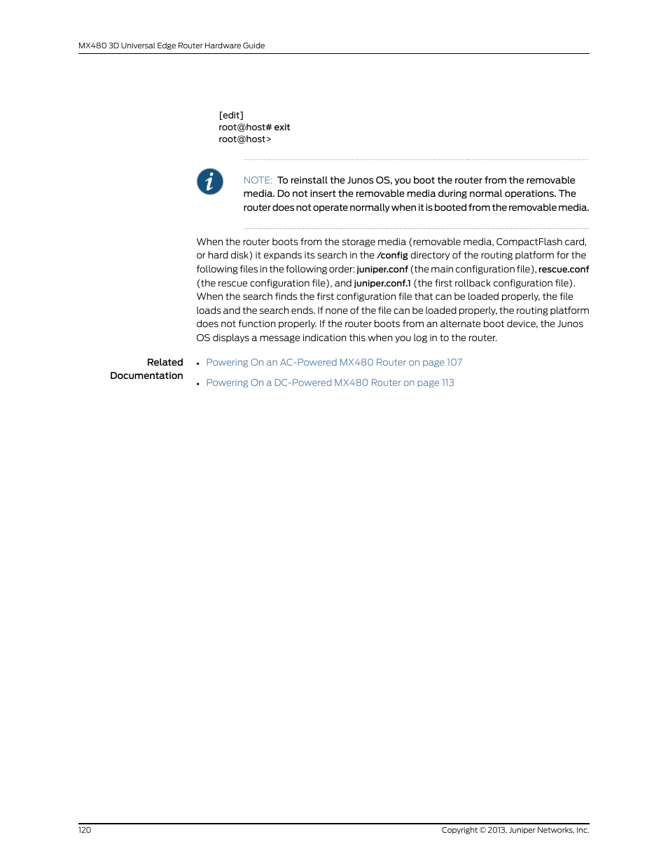 Juniper Networks MX480 User Manual | Page 144 / 366