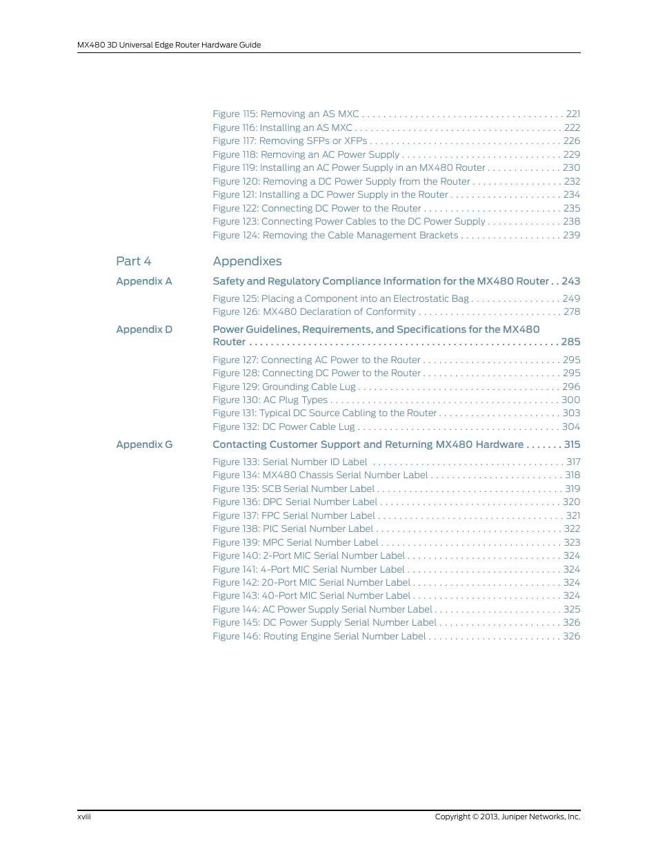 Part 4 appendixes | Juniper Networks MX480 User Manual | Page 18 / 366