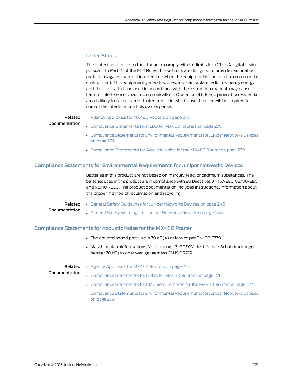 United states, Networks devices | Juniper Networks MX480 User Manual | Page 303 / 366