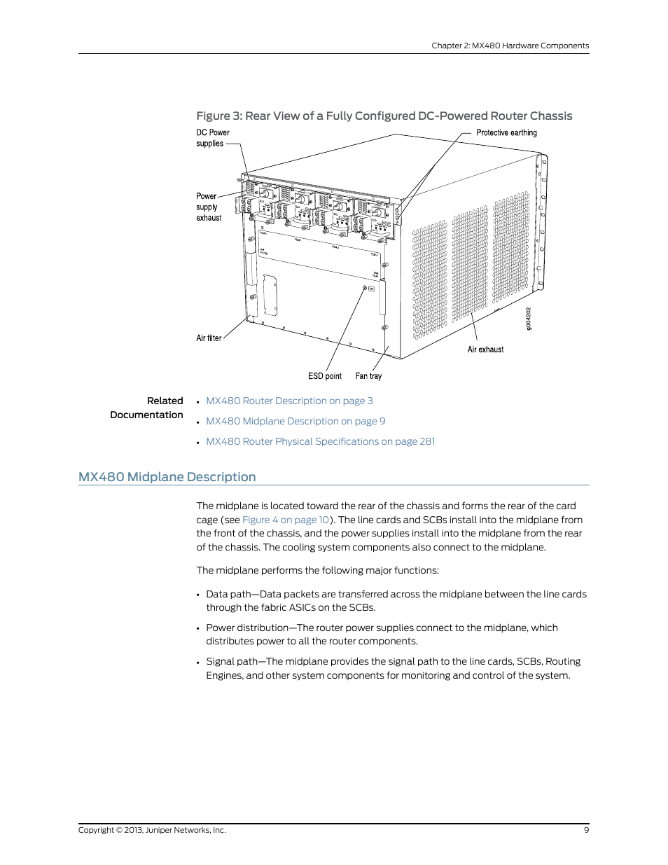 Mx480 midplane description | Juniper Networks MX480 User Manual | Page 33 / 366