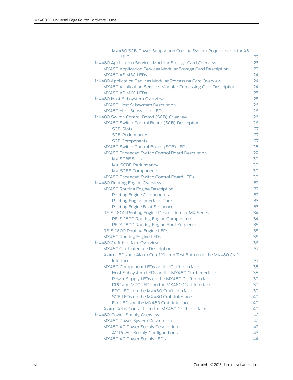 Juniper Networks MX480 User Manual | Page 6 / 366