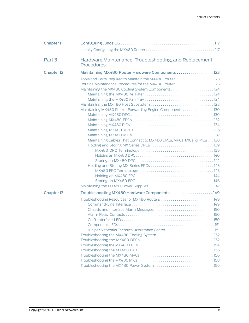 Juniper Networks MX480 User Manual | Page 9 / 366