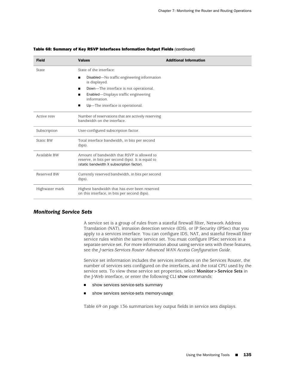 Monitoring service sets | Juniper Networks J-Series User Manual | Page 157 / 332
