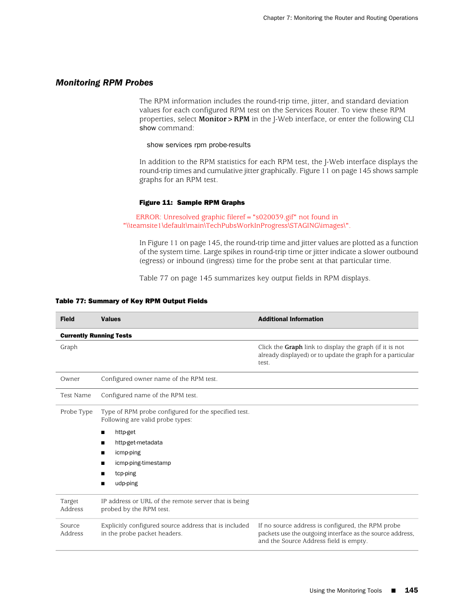 Monitoring rpm probes | Juniper Networks J-Series User Manual | Page 167 / 332