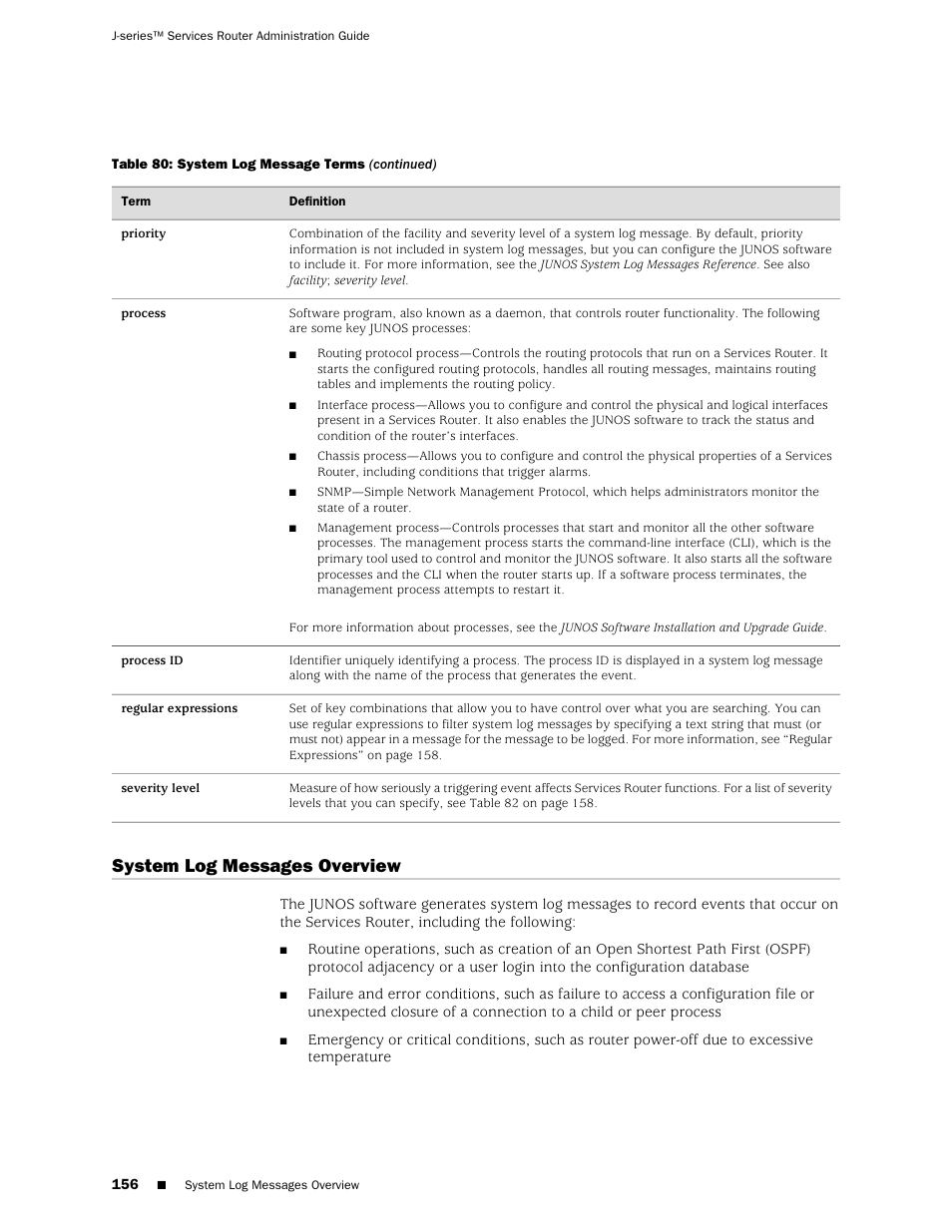 System log messages overview | Juniper Networks J-Series User Manual | Page 178 / 332