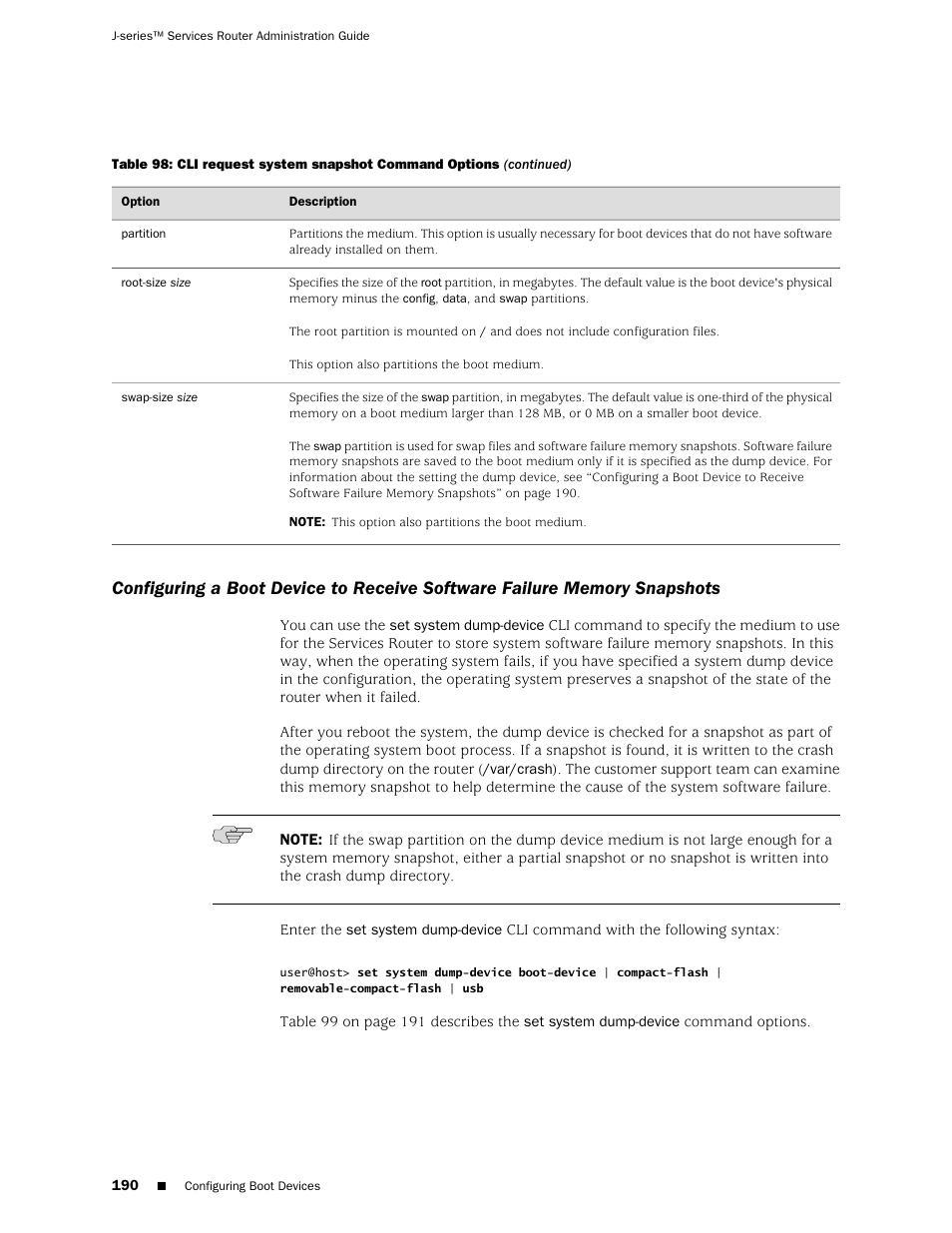 Snapshots | Juniper Networks J-Series User Manual | Page 212 / 332