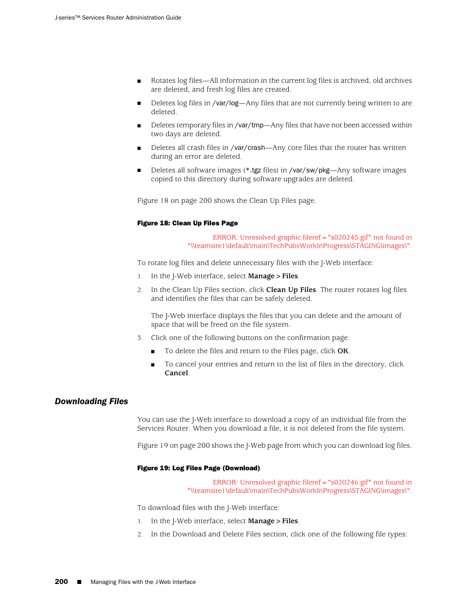 Downloading files | Juniper Networks J-Series User Manual | Page 222 / 332