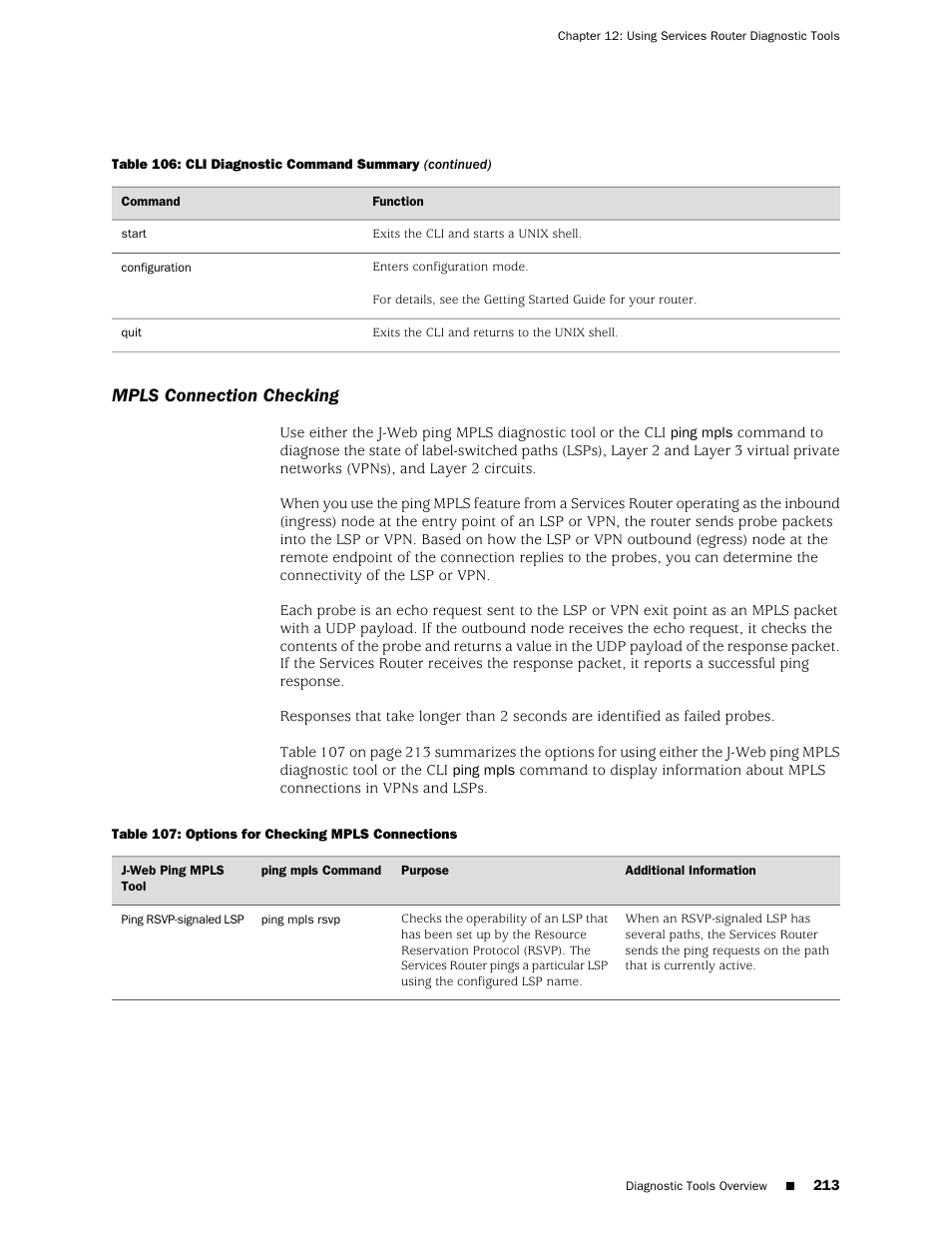 Mpls connection checking | Juniper Networks J-Series User Manual | Page 235 / 332