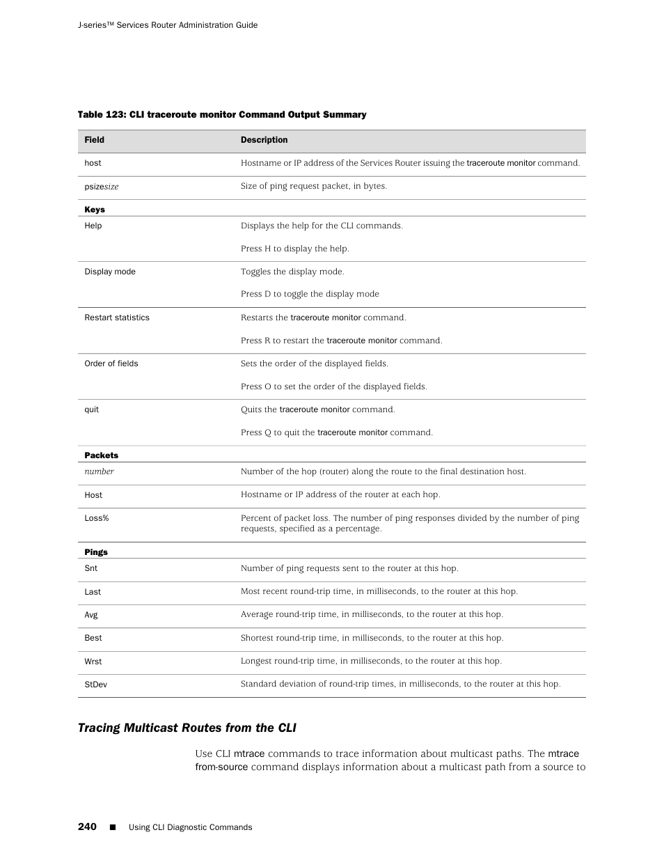 Tracing multicast routes from the cli | Juniper Networks J-Series User Manual | Page 262 / 332
