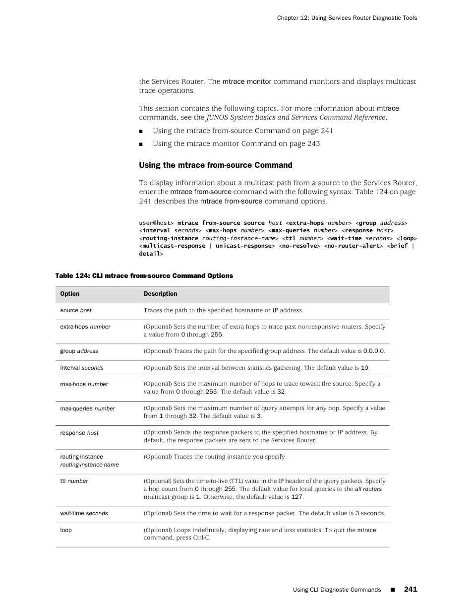 Using the mtrace from-source command | Juniper Networks J-Series User Manual | Page 263 / 332