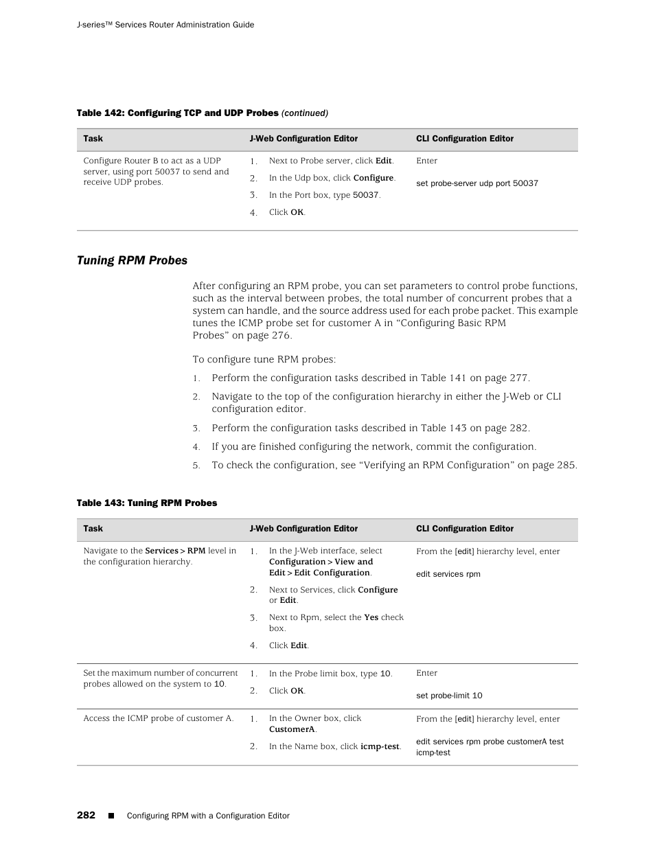 Tuning rpm probes | Juniper Networks J-Series User Manual | Page 304 / 332