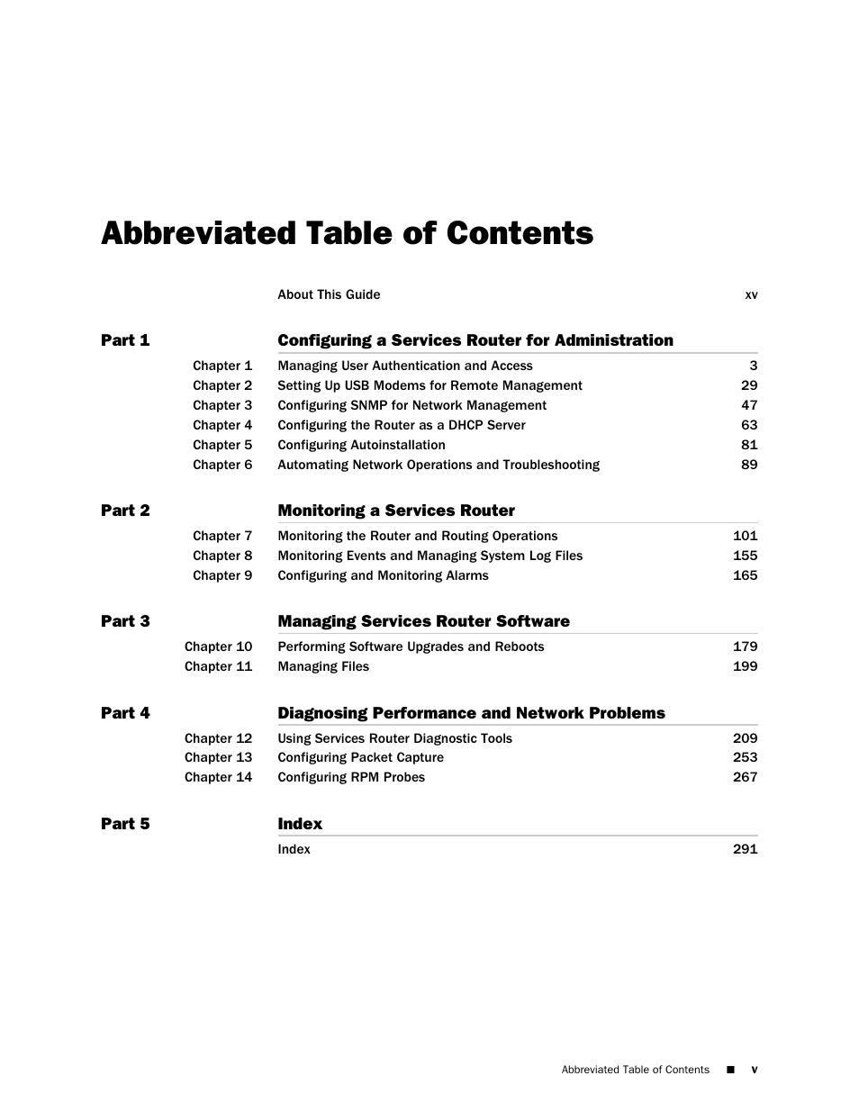 Abbreviated table of contents | Juniper Networks J-Series User Manual | Page 5 / 332