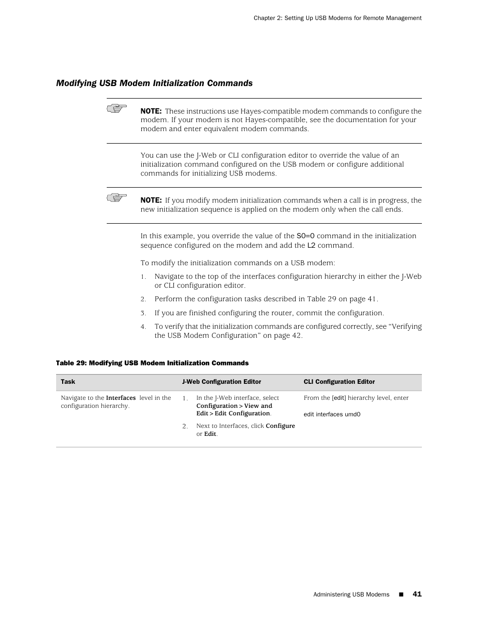 Modifying usb modem initialization commands | Juniper Networks J-Series User Manual | Page 63 / 332