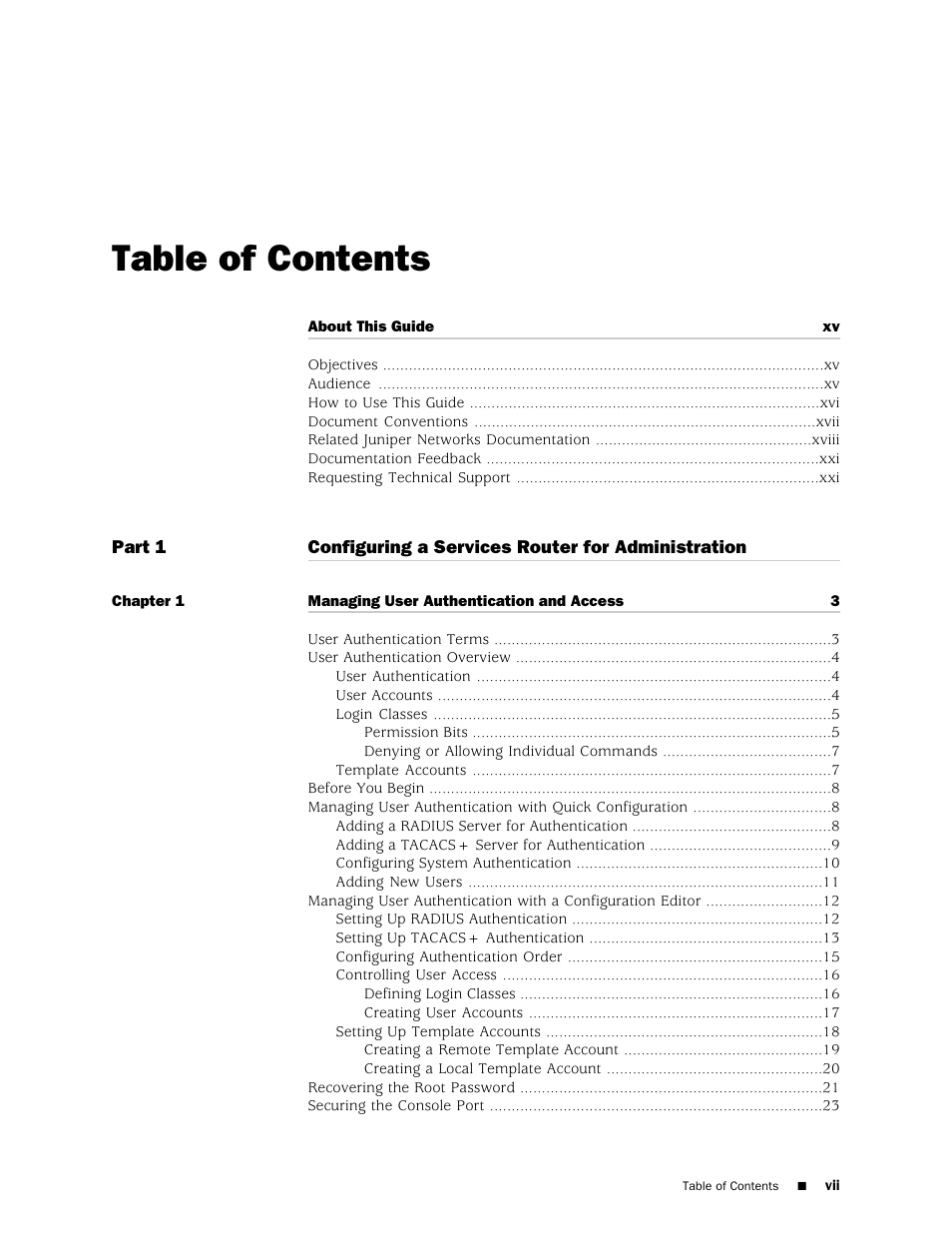 Juniper Networks J-Series User Manual | Page 7 / 332
