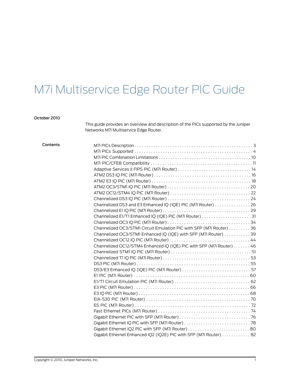 Juniper Networks M7I User Manual | 105 pages