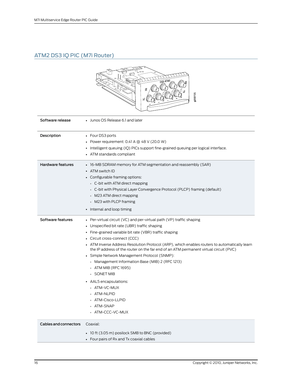 Atm2 ds3 iq pic (m7i router) | Juniper Networks M7I User Manual | Page 16 / 105