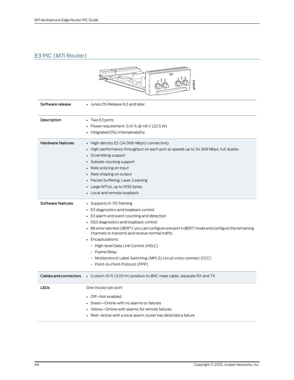 E3 pic (m7i router) | Juniper Networks M7I User Manual | Page 66 / 105