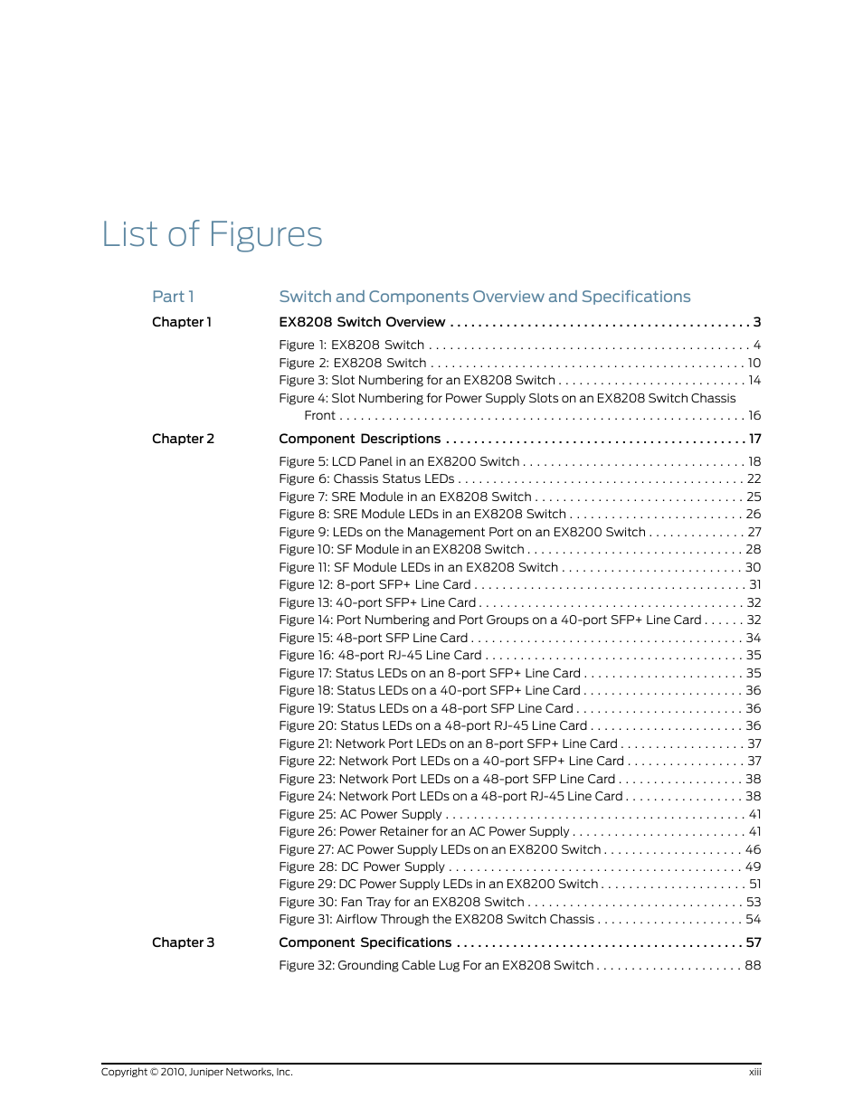 List of figures | Juniper Networks EX8208 User Manual | Page 13 / 338