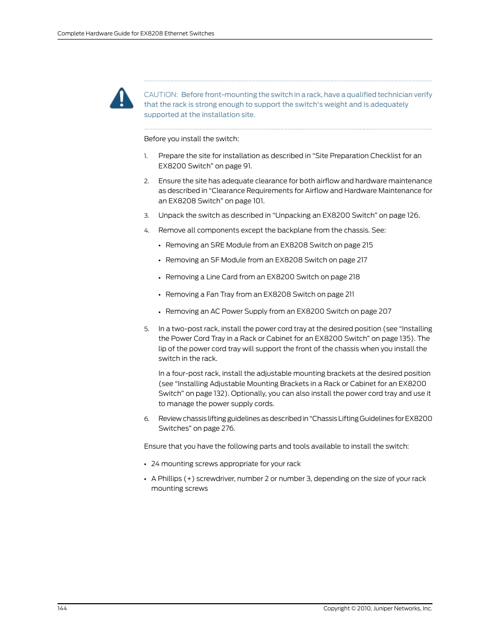 Juniper Networks EX8208 User Manual | Page 170 / 338