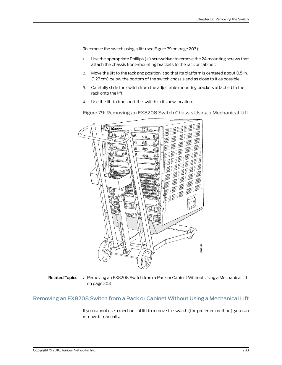 Lift | Juniper Networks EX8208 User Manual | Page 229 / 338