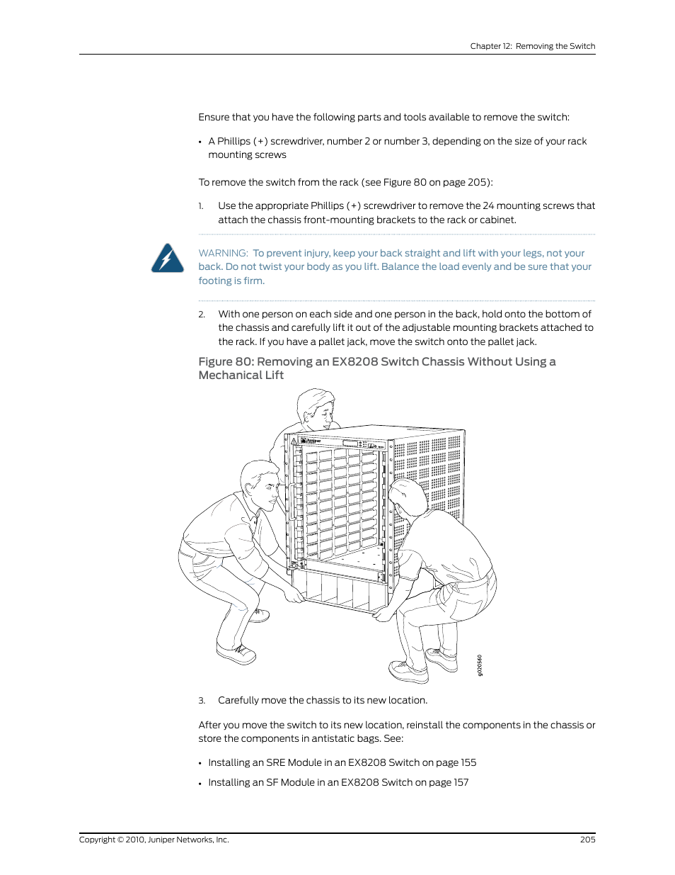 Lift | Juniper Networks EX8208 User Manual | Page 231 / 338