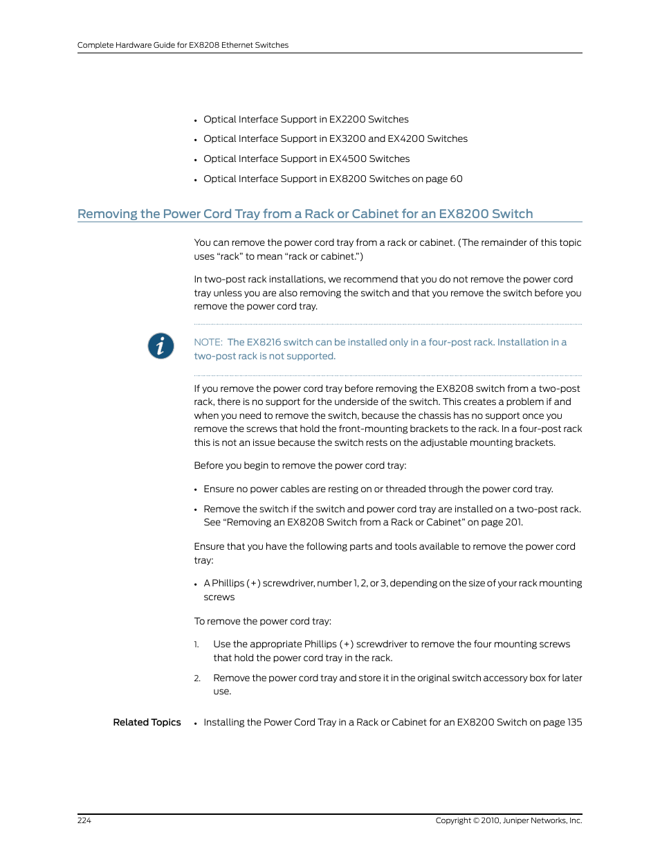 Switch | Juniper Networks EX8208 User Manual | Page 250 / 338