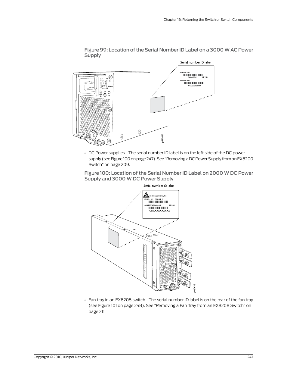 Supply, And 3000 w dc power supply | Juniper Networks EX8208 User Manual | Page 273 / 338