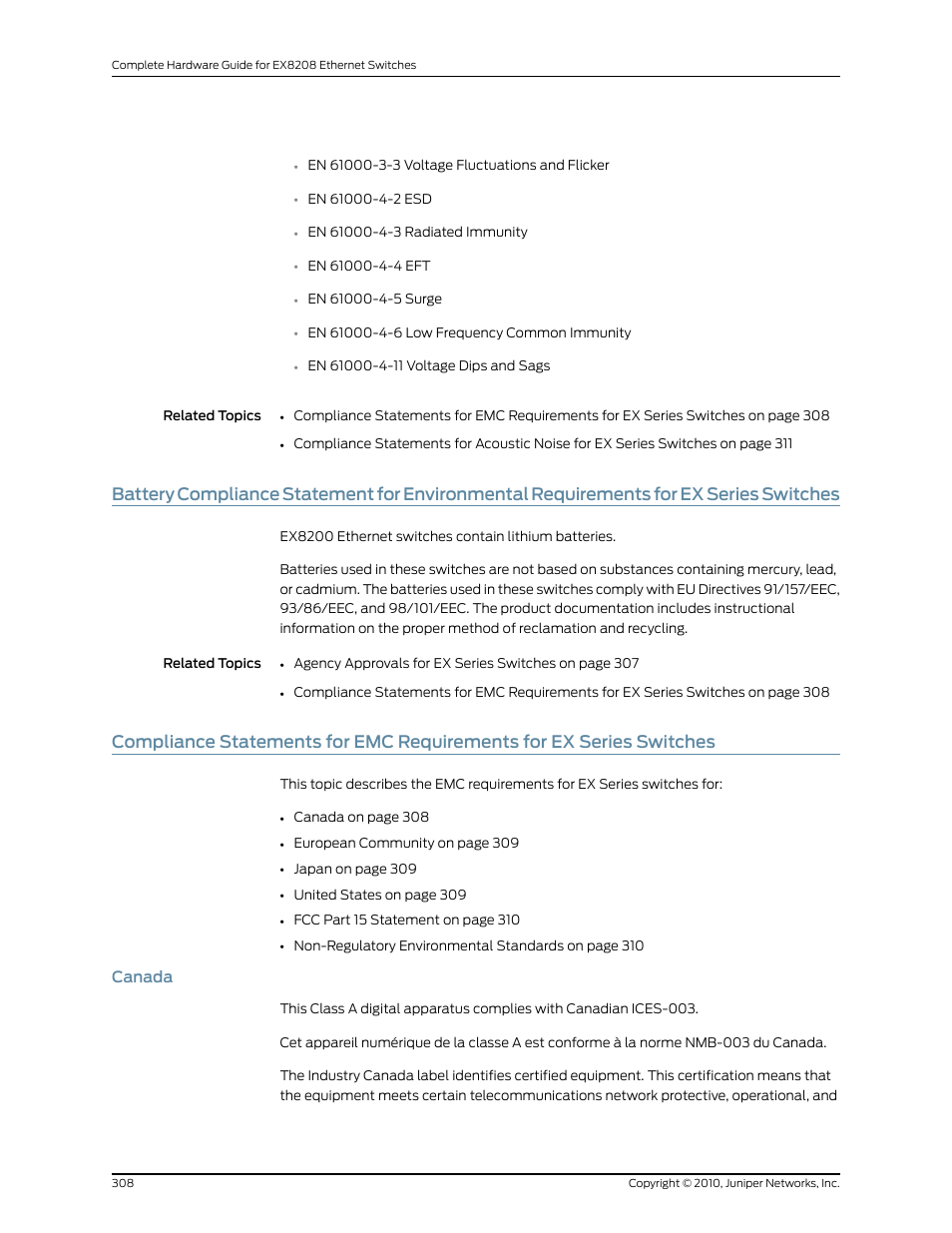 Canada, Switches | Juniper Networks EX8208 User Manual | Page 334 / 338