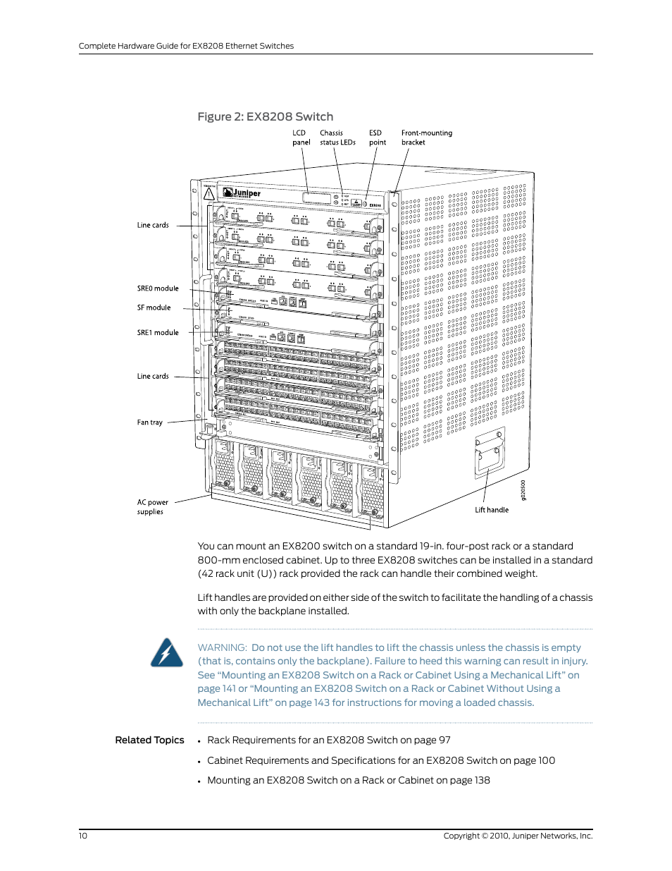 Figure 2: ex8208 switch | Juniper Networks EX8208 User Manual | Page 36 / 338