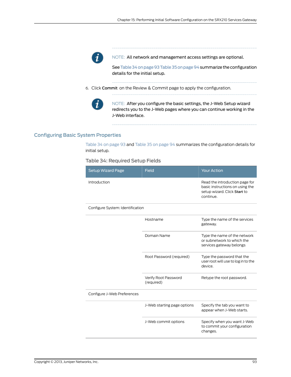 Configuring basic system properties | Juniper Networks SRX 210 User Manual | Page 109 / 176