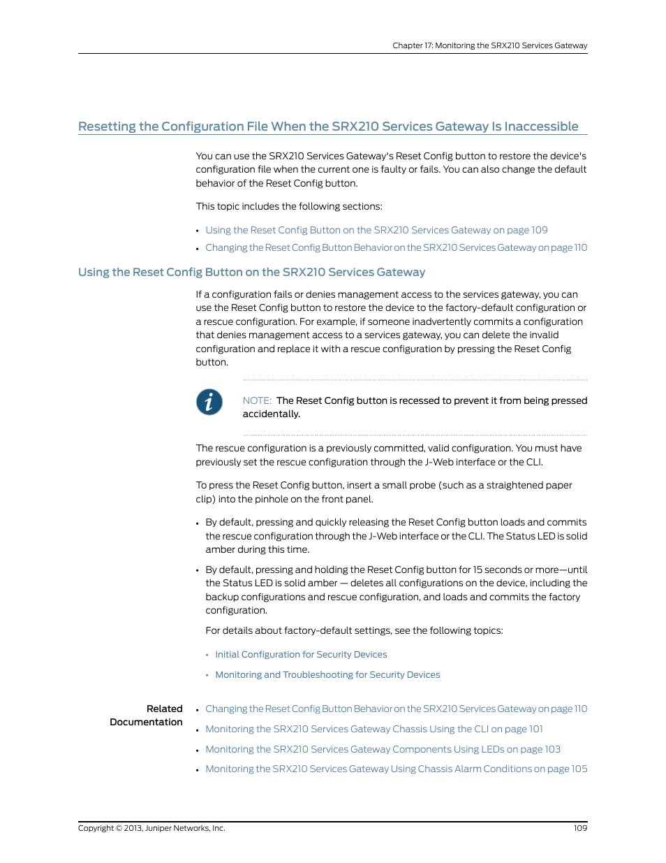 Inaccessible | Juniper Networks SRX 210 User Manual | Page 125 / 176