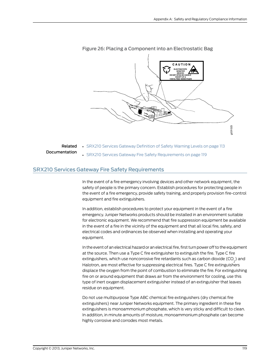 Srx210 services gateway fire safety requirements | Juniper Networks SRX 210 User Manual | Page 135 / 176