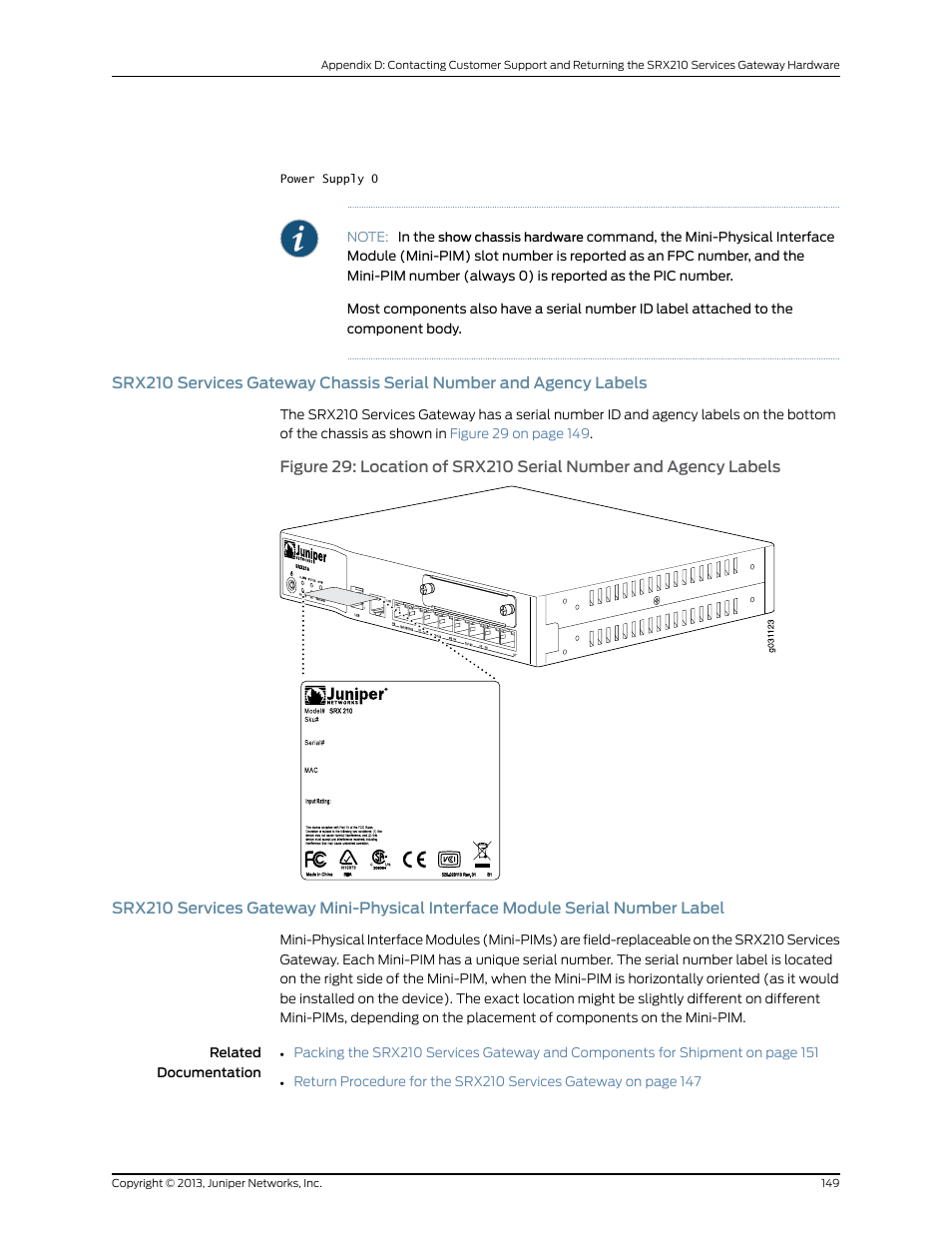 Label | Juniper Networks SRX 210 User Manual | Page 165 / 176