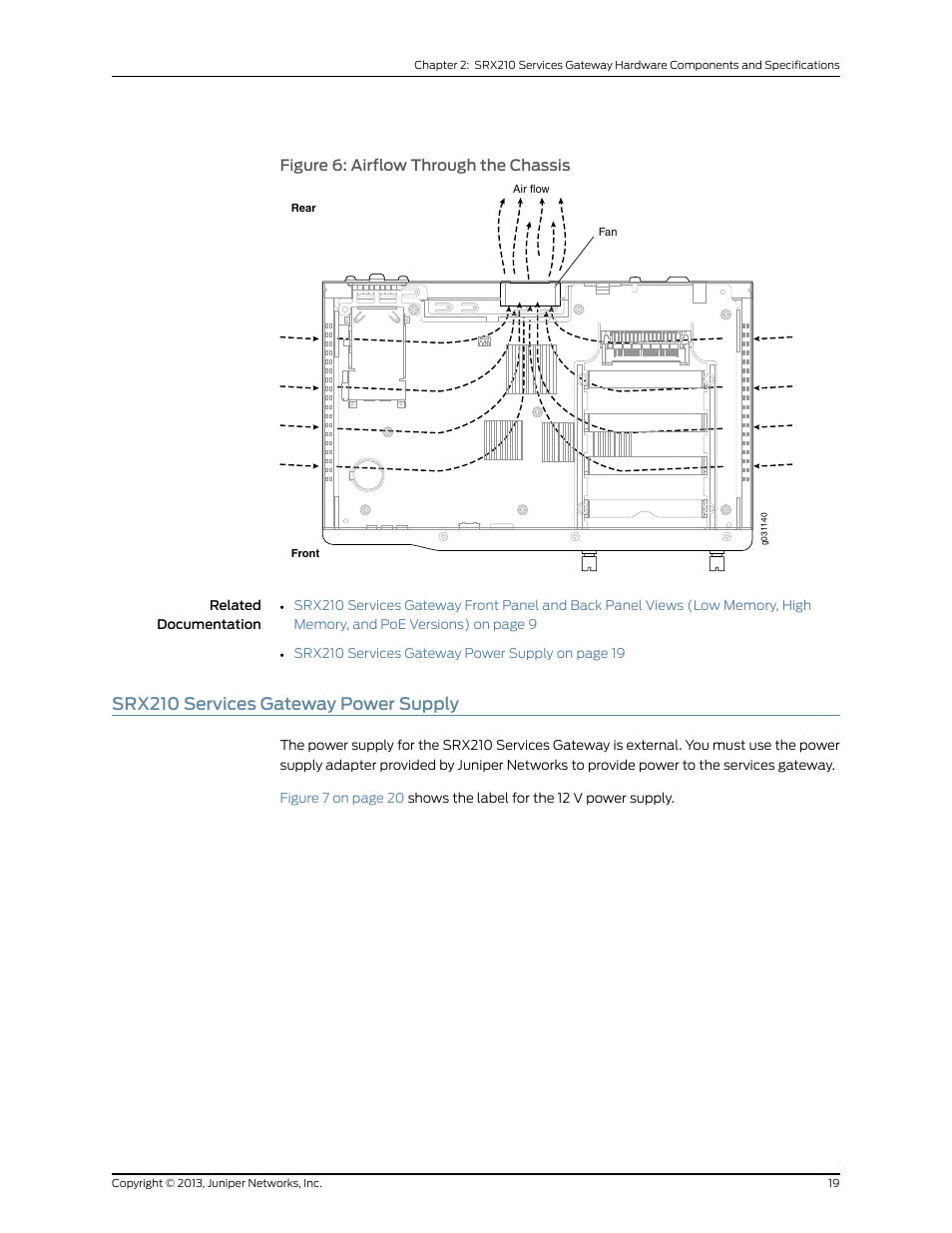 Srx210 services gateway power supply | Juniper Networks SRX 210 User Manual | Page 35 / 176