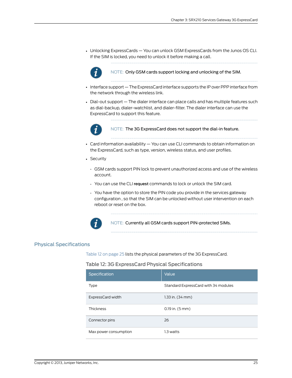 Physical specifications | Juniper Networks SRX 210 User Manual | Page 41 / 176