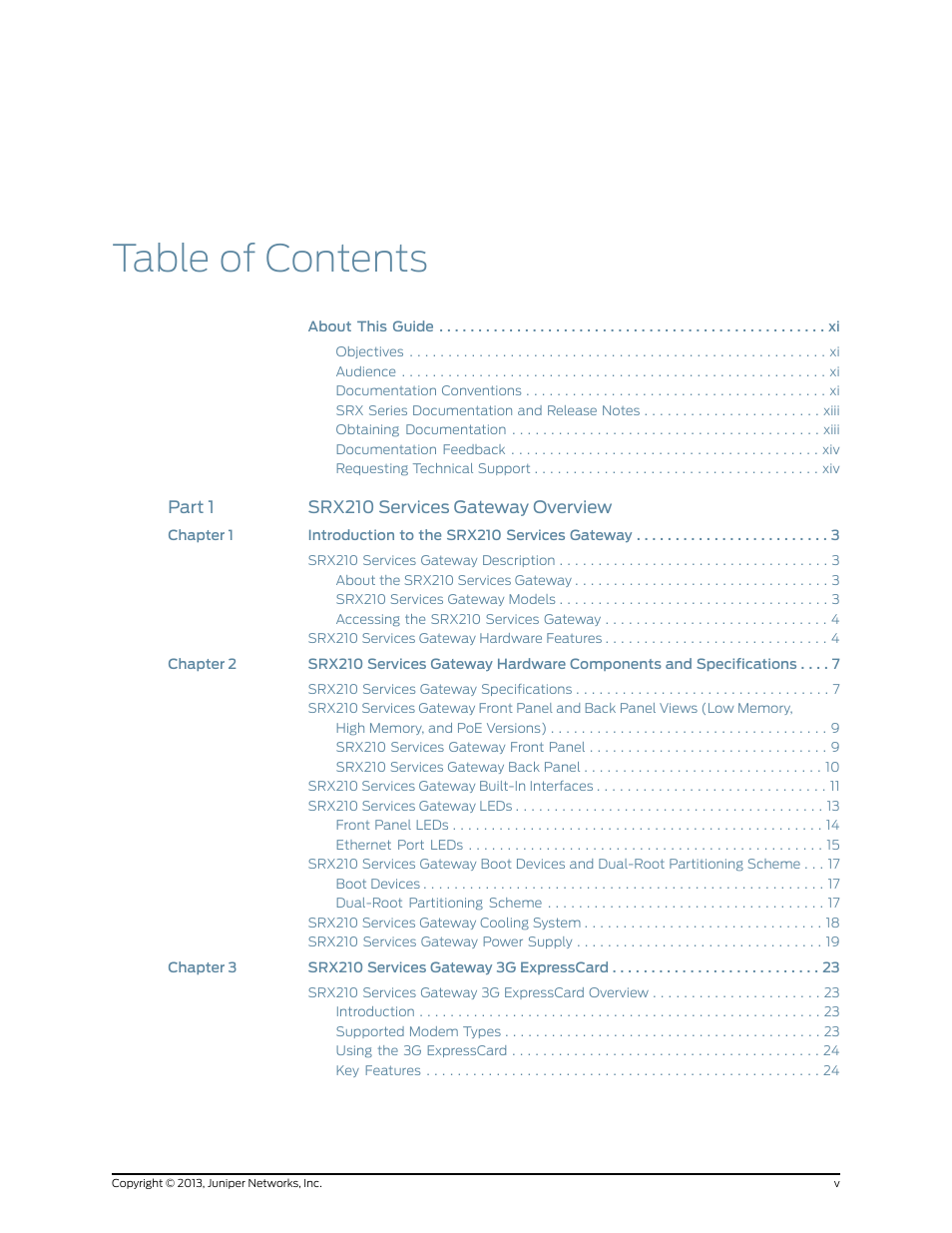 Juniper Networks SRX 210 User Manual | Page 5 / 176