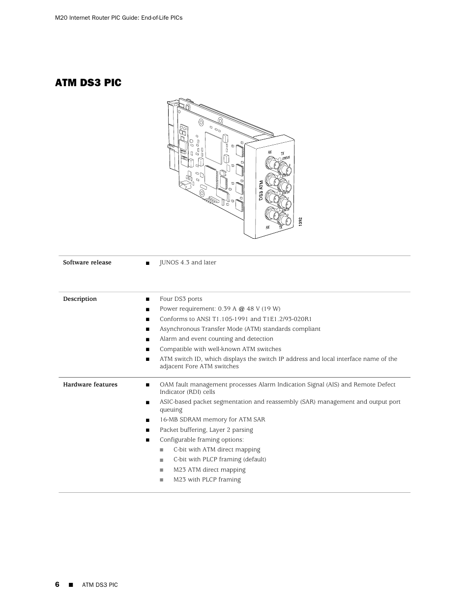 Atm ds3 pic | Juniper Networks M20 User Manual | Page 6 / 34